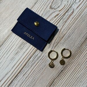 Atolea Gold Hoop Earrings with Charm